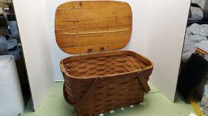 VINTAGE WOOD PICNIC BASKET CAMPING | eBay