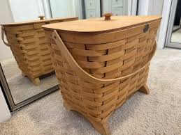 Peterboro Wooden Picnic / Knitting Traditional Basket with Lid ...