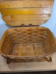 Antique Bent Wood Oak Primitive Large Picnic Basket Vintage ...