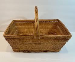 Vintage Bamboo Woven Rectangle Basket Large With Handle | eBay