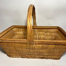 Vintage Woven Wicker Bamboo Beaded Flower Herb Gathering Basket With Handle - Made in the Phillippines - Etsy