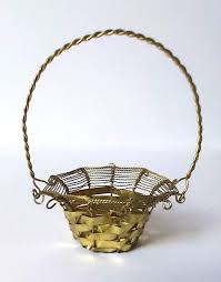 Antique Brass Strips Hanging Basket Christmas Ornament ...