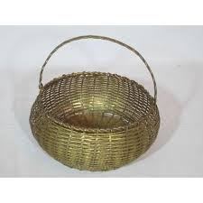 Vintage Round Woven Brass Basket | Chairish