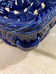 Berardos Portugal Cobalt Blue Ceramic Bread Basket (read ...