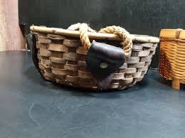 Vintage Basket Rope Handle Leather Pouch Pocket Pouches Stud Rivet 9" Painters | eBay