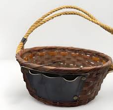 Vintage Leather Sewing Tool Craft Caddy Basket with Rope Handle Made In Japan | eBay