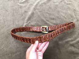 80s 90s Aged Brown Leather Woven Belt Adjustable Snake Link ...