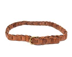 Vintage 90s Brown Leather Belt With Brass Buckle - Etsy