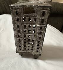 Antique Cast Iron Sky Scraper Still Penny Bank Original ...