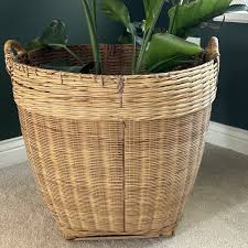 19" LARGE Vintage 20th C. Hand Woven Wicker Basket Decor Chinese | eBay