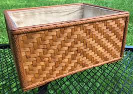 bamboo? wicker and wood box w/dirty hook & loop attached ...
