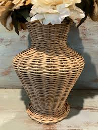 Vintage Boho Rattan Vase With Flowers Can Ship! for Sale in ...