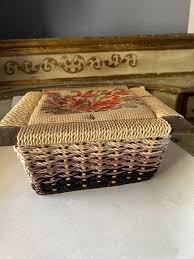 Vintage AZAR Needle Point Sewing Basket. Decorated With Roses Needle Point, 9.5 X 9.5 X 4.25 Inches. Japan Made. - Etsy