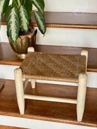 Fabulous Riatic Modern White Stool Woven Rush Seat Full of ...