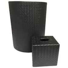 Similar Items to Vintage Leather Bottega Veneta Woven Waste Basket and Tissue Holder