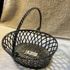 Vintage Silver Woven Basket FTD, Inc. floral use. Decor, farmhouse, Christmas | eBay