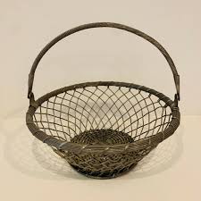 Mid 20th Century Vintage Silver Woven Basket | Chairish
