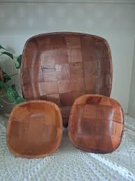 Vintage Wood Salad Bowl Set: Mid-century Square Design, 7 ...