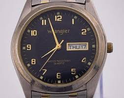 Vintage Wrangler Quartz Watch – Hero 9130 – Two-tone Expandable Bracelet – Day-date – Japan Mov't – Western Style Men's Watch - 1990s - Etsy