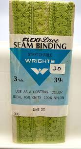 Vintage 1969 Wrights Flexi-Lace Lime 37 Seam Binding ...