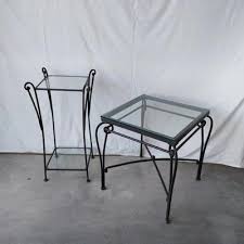 WROUGHT IRON SOFA/FOYER TABLE WITH 3/4" GLASS TOP | EstateSales.org