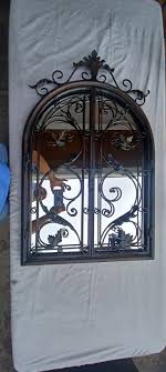 Wrought Iron Arched Garden Gate Mirror Black for Sale in ...