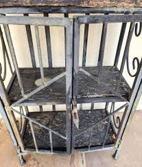 Marble Top Wrought Iron Baker's Rack
