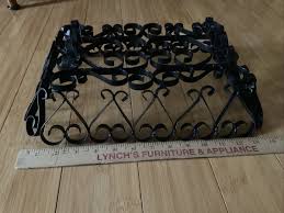 VTG Black Metal Scrollwork Basket Plant Stand Table Fruit ...