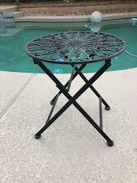 Black Metal Indoor Outdoor Side Table Folding End Table for ...