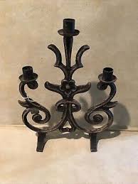 Vintage Heavy Cast Iron 3 Candle Holders Candelabra Metal- 16" H x 12" W | eBay