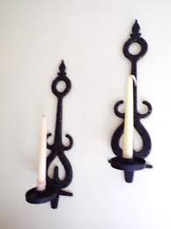 Vintage Distressed Medieval Look Black Pot Metal With Silver Highlights Wall Candle Holder Sconce Pair, Stands 19" Tall by Syroco - Etsy