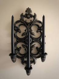 Gothic Wall Candelabra | 3 Taper Candle Holder | Black & Gold Candle Sconce | Baroque Gothic Wall Decor | Castle Wall Accent - Etsy