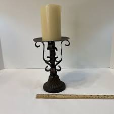 Wrought Iron Single Mantle Candlestick With Scrollwork And ...