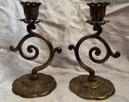 Antique Candlestick Pair F M Co 19th Century 1800's Brass ...