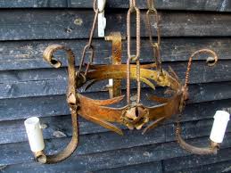 Antique Gothic Crown Chandelier: Salvaged Iron & Gold Gilt, 3-branch - Etsy