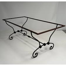 French Dining Table With Scrolled Steel Base | Chairish