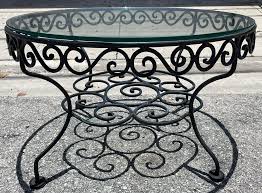 Late 50's Wrought Iron Round Coffee Table | Chairish