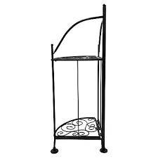 VINTAGE WROUGHT IRON FOLDABLE CORNER SHELF PLANT STAND BLACK ...