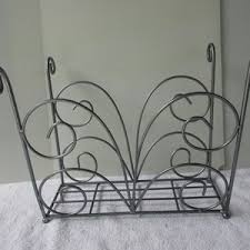 Vintage Scrolled Metal Magazine Rack, Book Storage, Towel ...