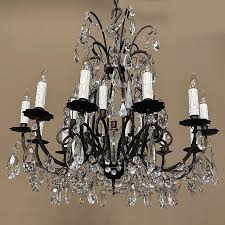 Antique French Wrought Iron and Crystal Chandelier For Sale at 1stDibs