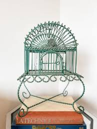 Vintage 1950s Wrought Iron Green Bird Cage Victorian Decor - Etsy