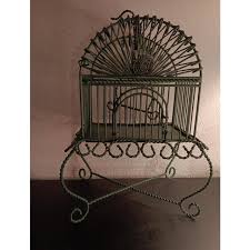 1950s Wrought Iron Green Victorian Scrolled Bird Cage | Chairish