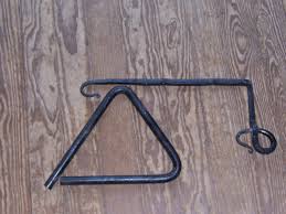 Vintage Wrought Iron Triangle Cowboy Dinner Bell and Hanger ...