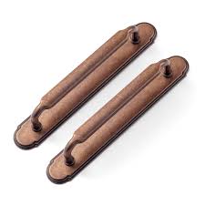 2 Pack Antique Brass Cabinet Pulls with Back Plate Zinc ...