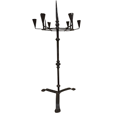 18th Century Hand Forged 28" Revolving Candle Stick Candlestick - Ruby Lane