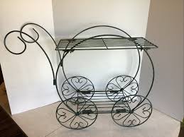 Vintage Mid Century Green Wire 2 Tier Flower Cart Plant ...