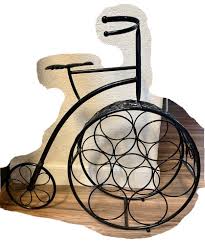Vintage Large Bicycle Six Wine Bottle Rack Black Metal Home ...