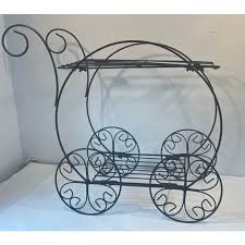 Vintage Black Metal Garden Cart | Chairish
