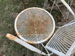2 Vintage Wrought Iron Chairs Patio Garden Chippy Paint Mesh ...