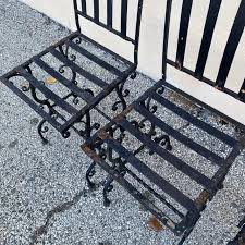 Antique French Art Nouveau Scrolling Iron Garden Patio Side Chairs - Set of 4 | Chairish